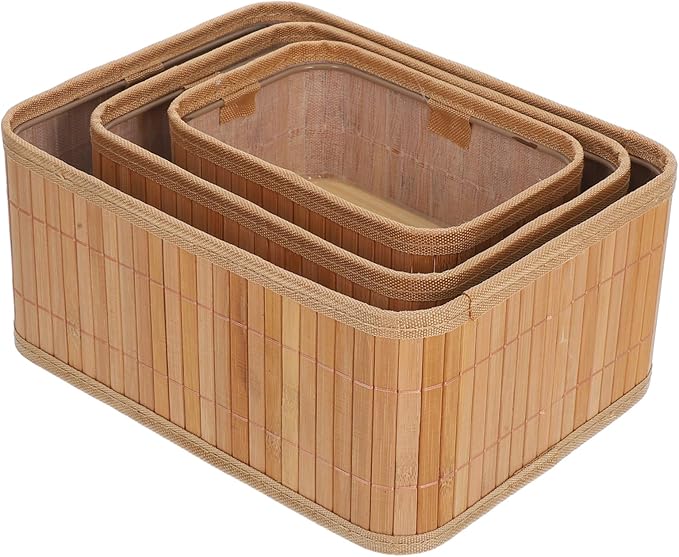 UPKOCH 3pcs Woven Storage Baskets Natural Organizer Bins for Bathroom Bedroom Laundry Kitchen Small Baskets for Makeup Pet