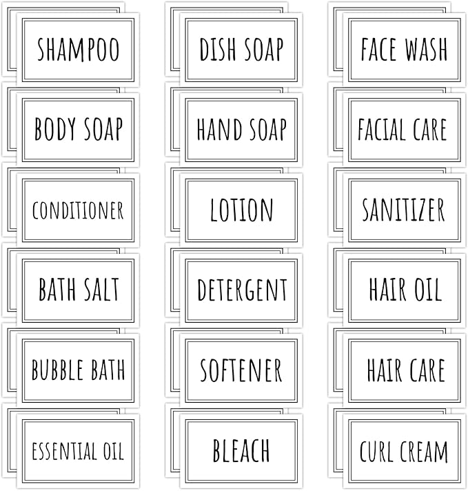 Segbeauty Bathroom Labels for Organizing, 36PCS Waterproof Laundry Labels Soap Dispenser Stickers, Self-Adhesive Removable Beauty Skincare Organization Label for Bathroom Kitchen Laundryroom Dresser