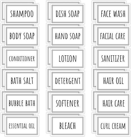 Segbeauty Bathroom Labels for Organizing, 36PCS Waterproof Laundry Labels Soap Dispenser Stickers, Self-Adhesive Removable Beauty Skincare Organization Label for Bathroom Kitchen Laundryroom Dresser