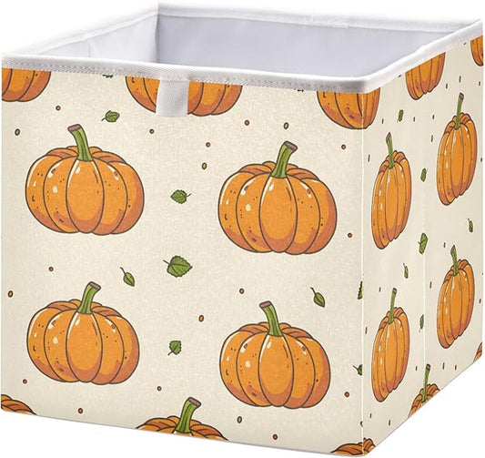 Bolaz Pumpkin Seamless Closet Organizers Storage Cubes Storage Bins Shelf Baskets Containers for Home Room Office,Square