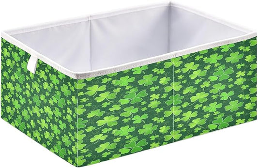 Bolaz Clover St Patrick Day Closet Organizers Storage Cubes Storage Bins Shelf Baskets Containers for Home Room Office,Rectangle