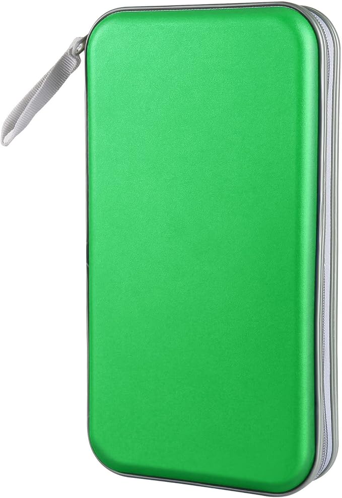 CD Case, Siveit DVD Case Holder 96 Capacity Hard Plastic CD DVD Disc Cases Storage Binder Wallet for Car Home Office Travel (Green)