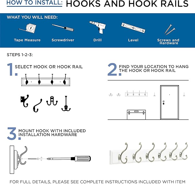 Franklin Brass Post (1-Pack) 27' Coat/Hat Rack Wall Mount Pure White with 5 Hooks Mounted Hanging Hook Rail for Clothes, Towels, Purses, Bags, Kitchen, Entry, Closet Organization B48031K-PFB-R