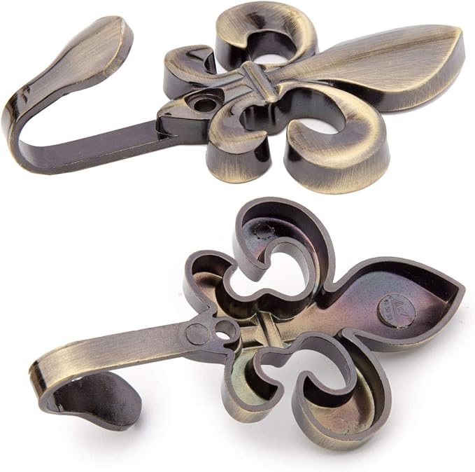 Bathroom Towel Hooks, Decorative Wall Hooks Coat Hooks Heavy Duty Metal Hooks Wall Mounted Hanging Hooks for Hanging Key Purse Robe Hat Scarf Belt Handbag Cup Mug 4 Pack (Bronze)