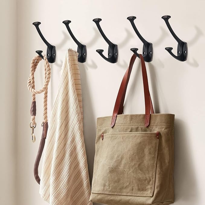 2 Pack Oil Rubbed Bronze Hooks Decorative Heavy Duty Solid Large Coat Hooks for Towel Hanging Coats Robe Wall Mounted Towel Bags Door Back Bathroom Wall Hook.