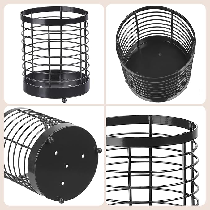 Utensil Holder for Kitchen Counter, Stainless Steel Utensil Crock for Cooking Tools, Spatula, Silverware Forks, Knives, Spoons Countertop Organizer