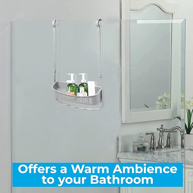 Blue Canyon Hanging Shower Caddy Single Basket, No Drill Bathroom Shelf, Non-Rusting Storage Shelves, Shower Accessory for Bathroom Organisation Shelf, Over Bath Storage Shower Basket Organizer, Grey
