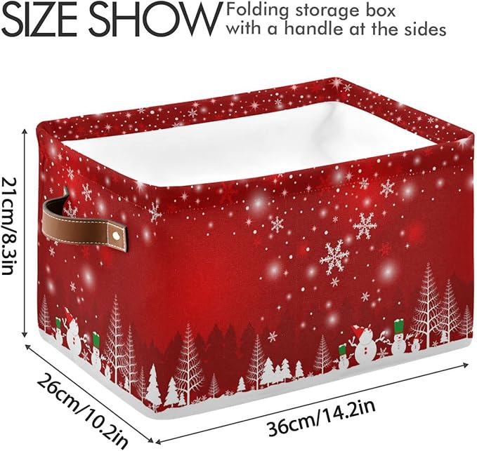 Bolaz Large Storage Basket Christmas Tree Snowman Foldable Storage Box Organizer Bins with Handles for Bedroom Home Office