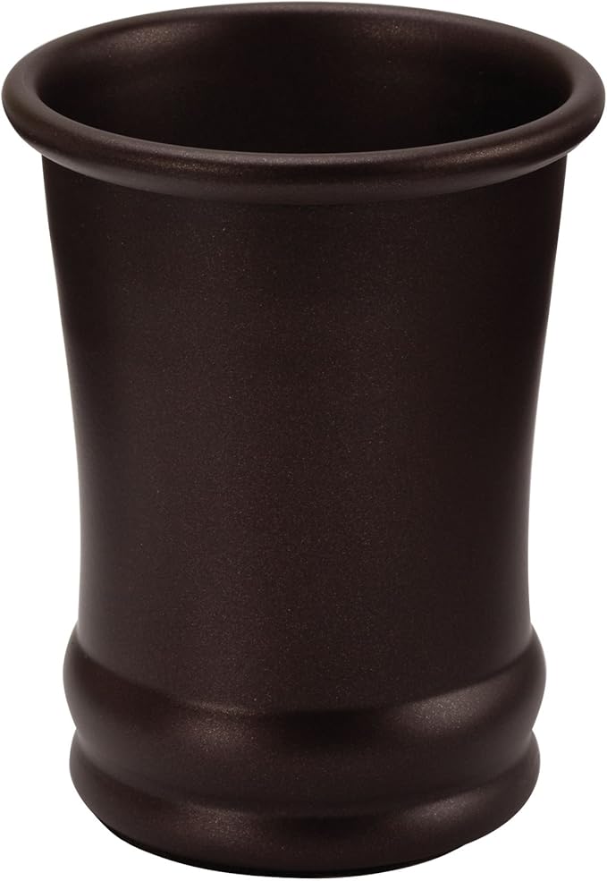 iDesign - 26181 Olivia Metal Tumbler, Makeup Brush Holder and Toothbrush Cup for Bathroom, Countertop, Desk, Dorm, College, and Vanity, 3.25" x 3.25" x 4.25", Bronze