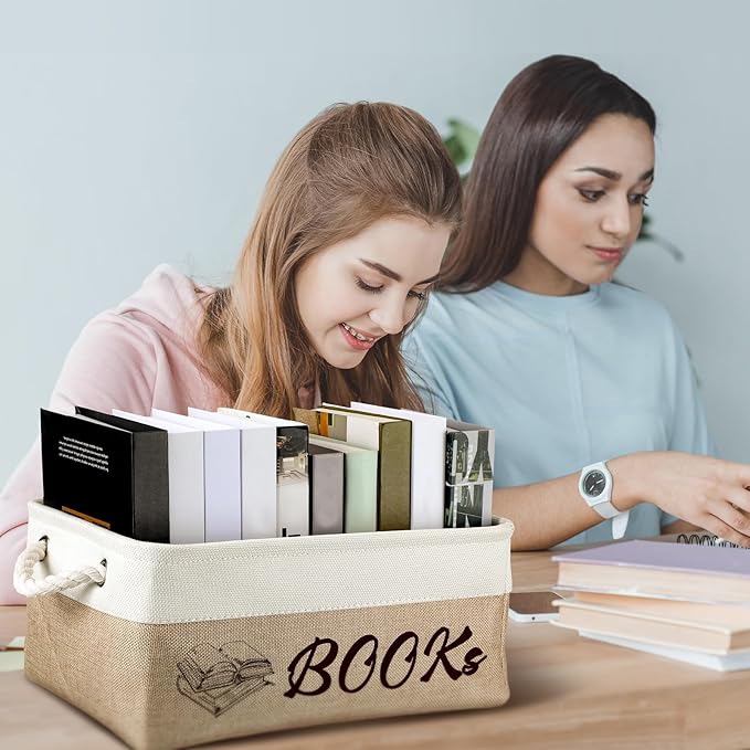 Marsui Book Lover Gifts Books themed Storage Basket Storage Bin Bookish Accessories Bookworm Gift for Club Members Student Teacher Reading Accessories