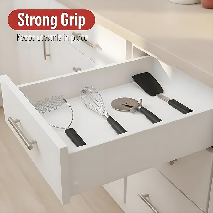 Coavas Extra Grip Thickened Shelf and Drawer Liner - Non-Adhesive Non-Slip Waterproof Mats for Kitchen Cabinets, Drawers, Shelves, Dresser & Cupboard, Easy Cut DIY (White, 24IN x 20FT)