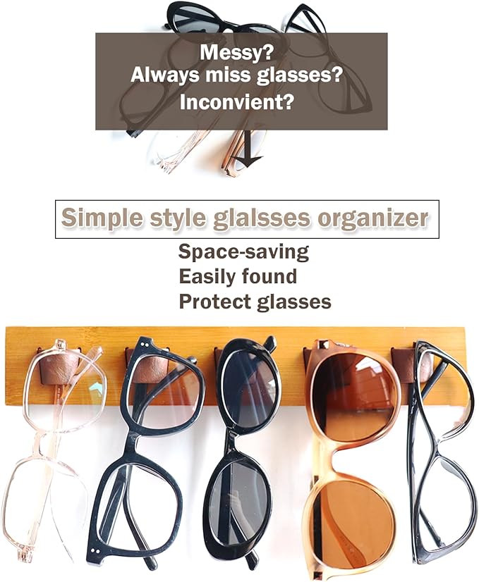 ACOCOFE Sunglass Organizer Glasses Holder,Wood Eyeglass Storage Holder,Sunglasses Rack Eyewear Display((Black-green)