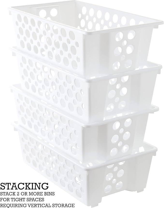 Short Slide-It Baskets, 2 Pack, Stacking and Sliding Modular Storage, Great Organizing Bins for Pantry, Closet, Bedroom, Office, and all Storage, 14” x 8.9” x 4.5”