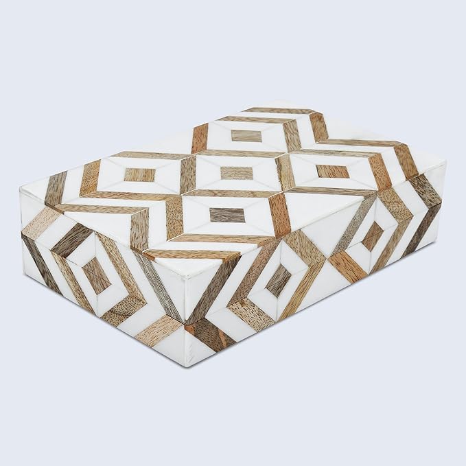 Handicrafts Home Decorative Keepsake Box 8x5 – Small Organizer Box with Lid, Boho Decorative Storage, Retro Memory Box, Unique Coffee Table Décor, Jewelry or Trinket Box, Modern Shelf Decorative Box