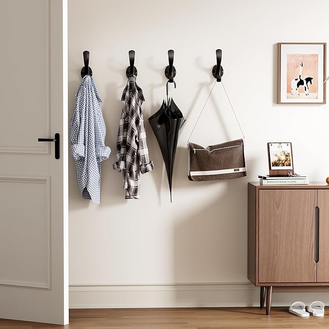 Coat Hooks Heavy Duty - Easy to Install Metal Towel Hooks Fashionable Wall Hooks for Hanging Hat, Towel, Key, Robe, Scarf, Bag, Cap (5 Color)