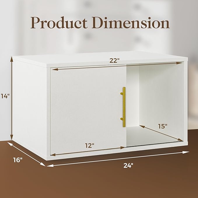 White Dresser with Sliding Door, Tall Dresser for Bedroom and Closet, 3 Pcs Stackable Cubby Storage Organizers, Wood Dressers for Living Room and Bedroom