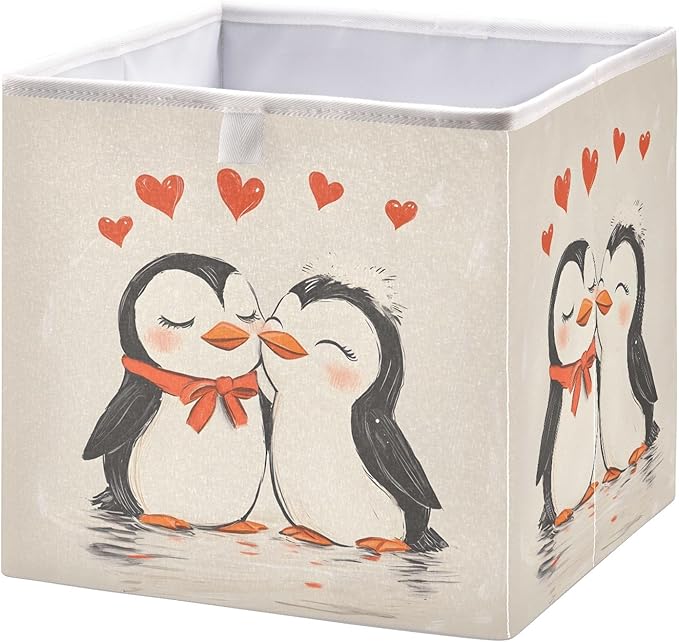 Bolaz Penguin Heart Closet Organizers Storage Cubes Storage Bins Shelf Baskets Containers for Home Room Office,Rectangle