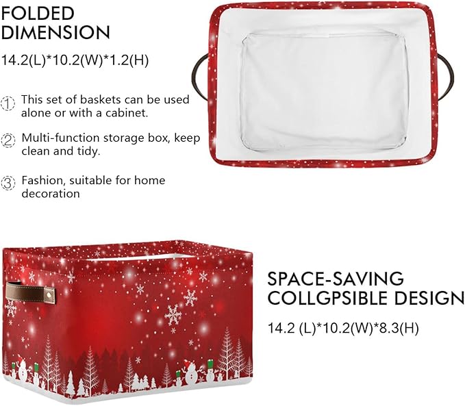 Bolaz Large Storage Basket Christmas Tree Snowman Foldable Storage Box Organizer Bins with Handles for Bedroom Home Office