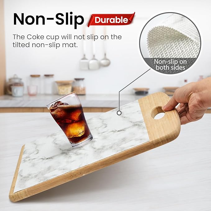 Coavas Extra Grip Thickened Shelf and Drawer Liner - Non-Adhesive Non-Slip Waterproof Mats for Kitchen Cabinets, Drawers, Shelves, Dresser & Cupboard, Easy Cut DIY (Marble, 12IN x 20FT)