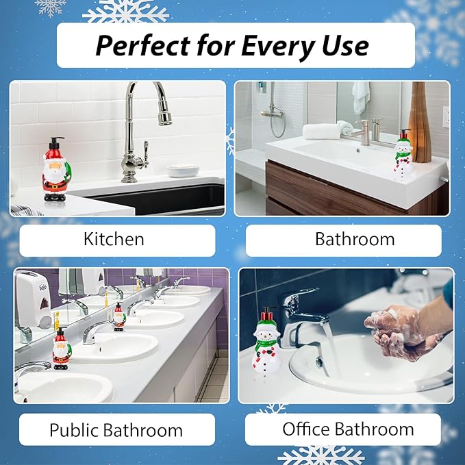 Simple Pleasures Snowman & Santa 2 Pack: Cranberry Orange Scented Decorative Refillable Soap Dispensers for Kitchen Countertops and Bathroom Sinks