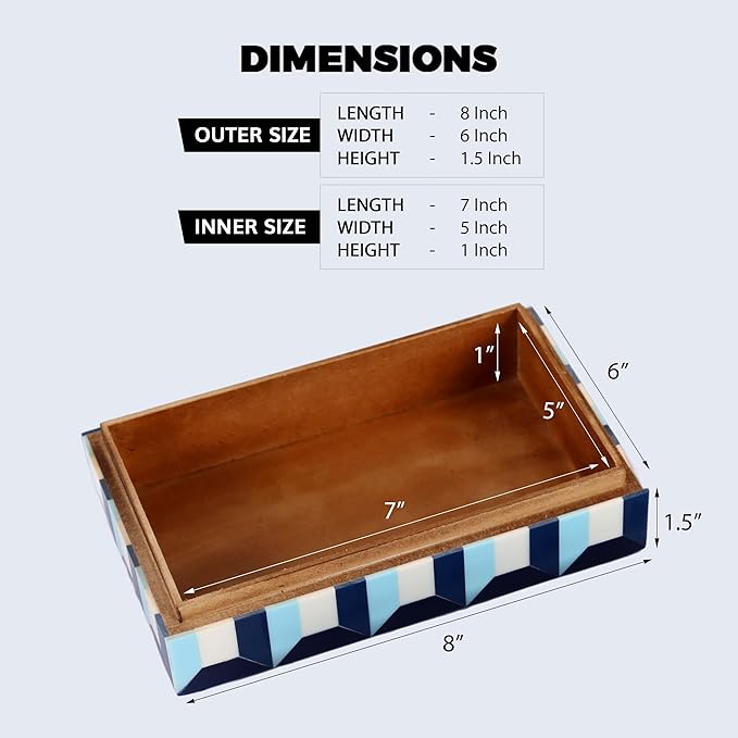 Handicrafts Home Decorative Box 8x6 – Photo Storage Box, Jewelry Organizer, Modern Decorative Storage Box with Lid, Bohemian Table Décor, Vintage Keepsake Box for Shelf or Coffee Table Décor