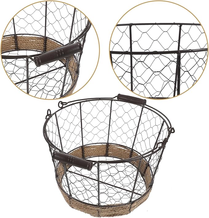 Cabilock Iron Wire Storage Basket Large round Wire Basket Metal Sundry Organizer for Kitchen Pantry Fruit and Vegetable Storage