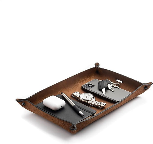 Main Street Forge Leather Valet Tray for Men â Rustic EDC Organizer for Keys, Phone & Wallet â Made in USA - Rustic Montana
