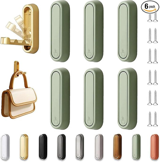 6PCS Folding Wall Hooks, Foldable Coat Hooks Heavy Duty Foldable Hook Bathroom Towel Hooks Robe Hooks Wall Mounted for Bathroom, Closet, Entryway, Pool, and Kitchen (Round-Green)