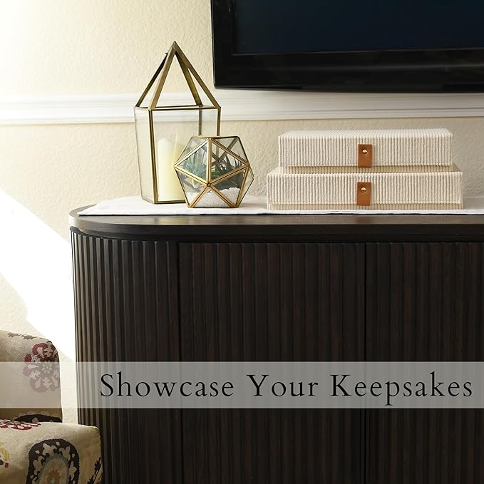 Cozy Corduroy Decorative Keepsake Storage Boxes with Lids - Set of 2 Giftable Haven Boxes For Photos, Memory Box, Bookshelf Decor, Photo Box, Keepsake Storage, Home Décor, Manage Clutter