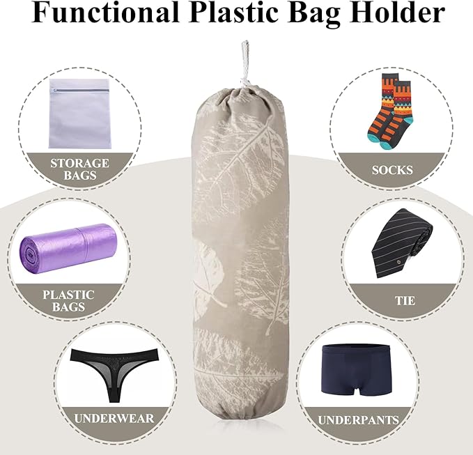 TOGETRUE Plastic Bag Holder, Wall Mount Plastic Bag Organizer Dispenser, Heavy Duty Grocery Bag Storage Holder for Home Kitchen Camper (Tablet Leaves)