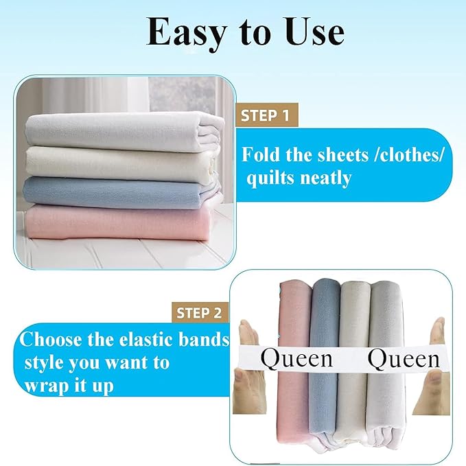 8Pcs Bed Sheet Organizer Bands, Sheet Organizers Closet Organization, Sheet Keepers Elastic Sheet Storage Sheet Sets for Organizing, Linen Labels Bedding Storage Bedroom (Queen 8Pcs)