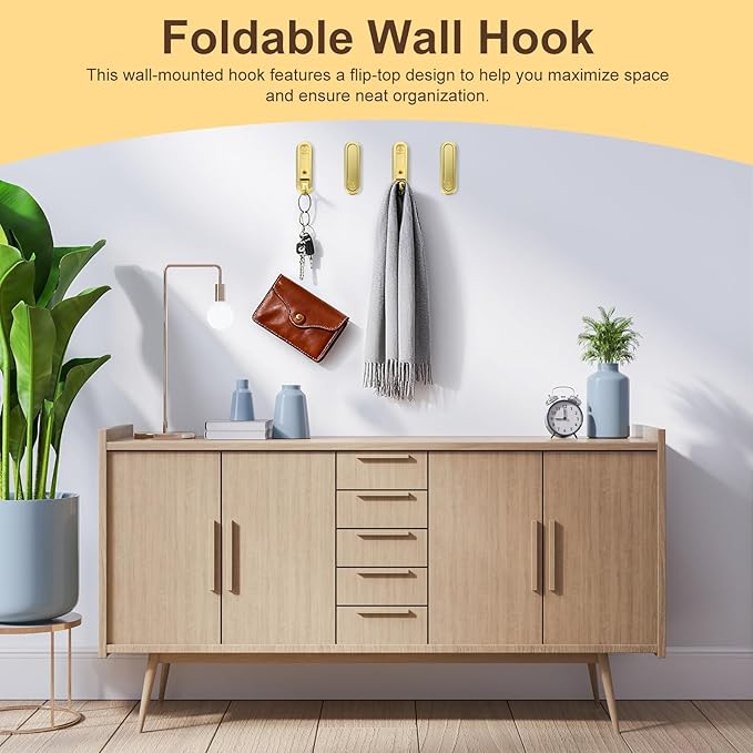 uxcell Foldable Wall Hooks, Aluminum Alloy Heavy Duty Wall Mounted Folding Coat Hooks with Mounting Accessories Space-Saving for Hanging Coat Towels Hat Bags, Oval, Matte White