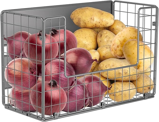 Ofiray-home Magnetic Fridge Shelf, Fruit Potato & Onion Storage Bins, Pantry Organizers, Large Container Basket for Refrigerator, Kitchen Counter, Cabinet (1, Silver)