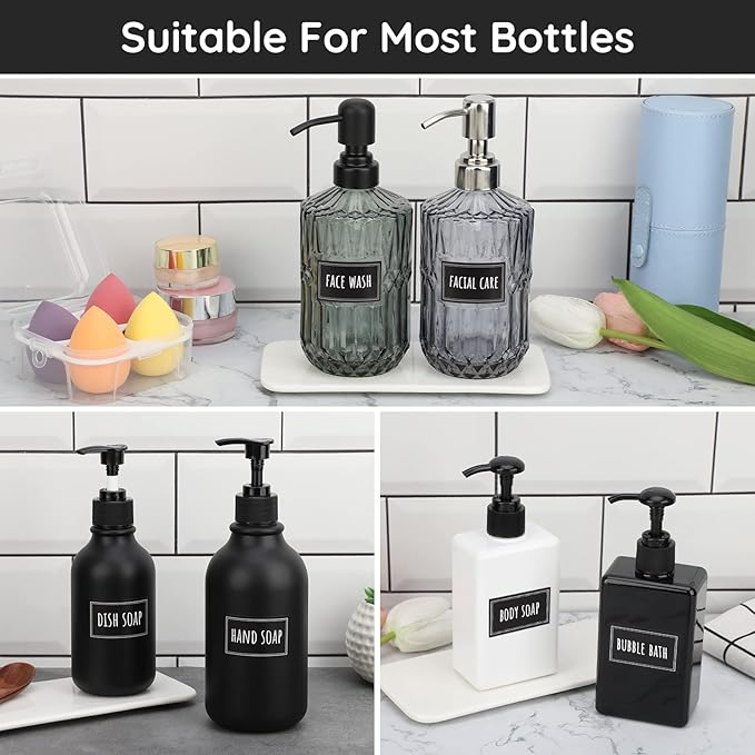Segbeauty Soap Dispenser Waterproof Labels, 36 Packs Self-Adhesive Minimalist Labels Stickers for Bottles, Farmhouse Bathroom Kitchen Laundry Removable Cleaning Label for Shampoo Dish Soap Deter-Gent