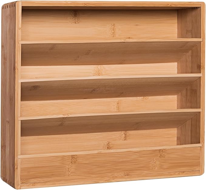 Bamboo Tiered Spice Rack Organizer for Cabinet,Wooden Seasoning Rack for Countertop, Cupboard, Pantry, Kitchen (Spice Jars Not Included)
