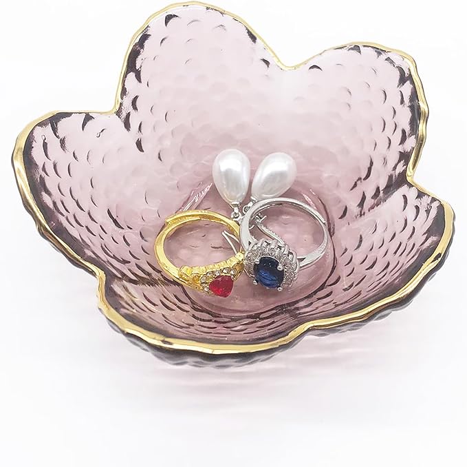 Small Ring Dish Jewelry Tray, Glass Jewelry Dish Trinket Bowl, Crystal Ring Holder Dish Jewelry Plate, Nightstand Decor Jewelry Holder Dish, Engagement Jewelry Bowl Dish for Rings, Earrings