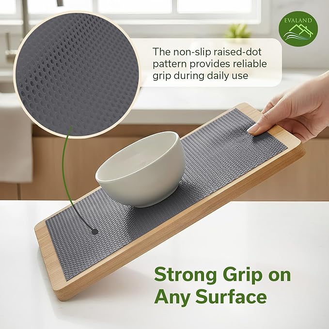 EVALAND Shelf Liners for Kitchen Cabinets Non-Adhesive 12" x 33 FT Grey Drawer Liner Non Slip, Washable Cabinet Liner, Waterproof Shelf Liners for Cabinets, Refrigerator Bathroom Pantry - Thickened