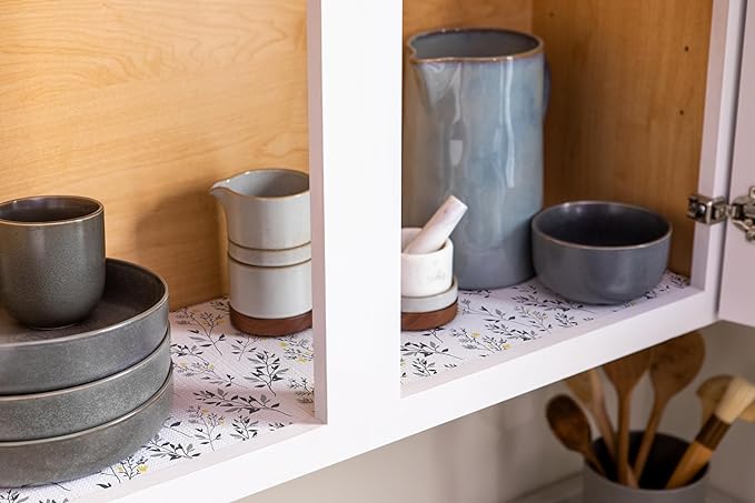Smooth Top EasyLiner for Cabinets & Drawers - Easy to Install & Cut to Fit - Shelf Paper & Kitchen Drawer Liner Non Adhesive - Non Slip Shelf Liner - 12 Inch Width - 60 Total Feet - Dark Gray Branch