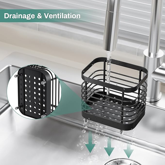 Black Electric Toothbrush Holder for Bathroom, Toothpaste Caddy Organizer Storage with Drainage, Stainless Steel Kids Tooth Brush Stand for Countertop Sink, Bathroom Accessories Decor