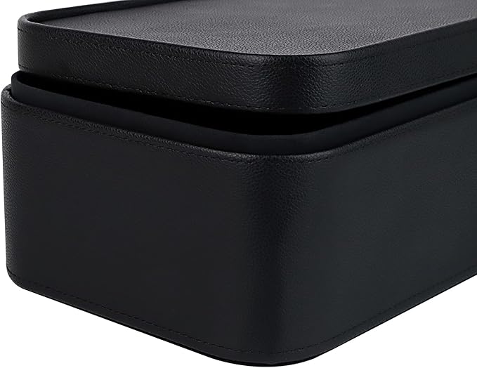 HofferRuffer Faux Leather Decorative Storage Boxes, Dust proof Storage Shelf Baskets with Lids Trays, Storage Bins Memory Box Organizer for Home, Office, Jewelry & More, Set of 3 (Black)