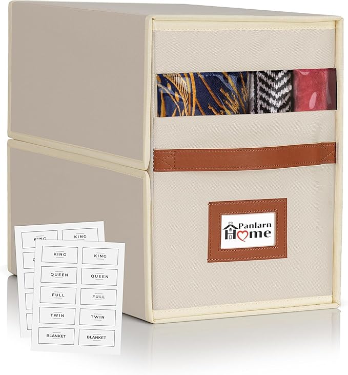 Bed Sheet Storage Organizer – 32L Sheet Storage Organizer for Closet & Under Bed - Non-Woven Fabric with Clear Window & Zipper - Linen Storage - Sheet Organizer - Pack of 1 - Beige