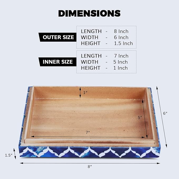 Handicrafts Home Decorative Box 8x6 – Photo Storage Box, Jewelry Organizer, Modern Decorative Storage Box with Lid, Bohemian Table Décor, Vintage Keepsake Box for Shelf or Coffee Table Décor