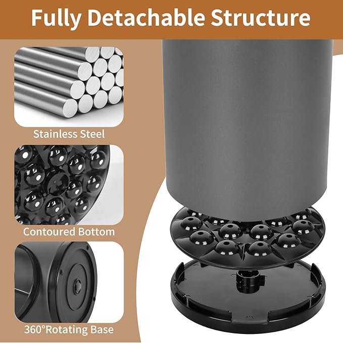 Extra Large Kitchen Utensil Holder - 360° Rotating Stainless Steel Cooking Utensil Holder for Countertop, 3 Compartment Flatware Organizer & Utensil Caddy with Removable Base（Grey）