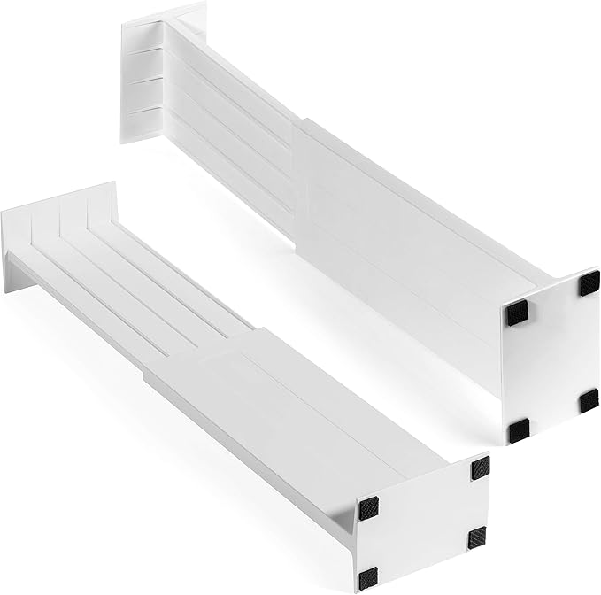 Dial Industries Adjustable Dresser Drawer Clothes Organizer Dividers, Set of 2, 4.5" Deep