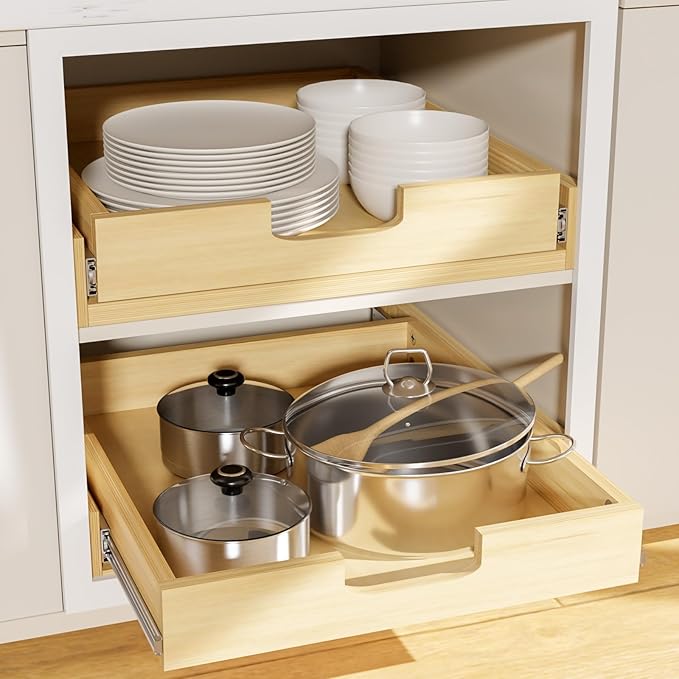 Pullout Cabinet Organizer, 17''W×21''D×3''H Slide Out Shelves for Kitchen Cabinets, Pull out Drawers for Kitchen Cabinets, Pantry, Bathroom, & Storage Organization