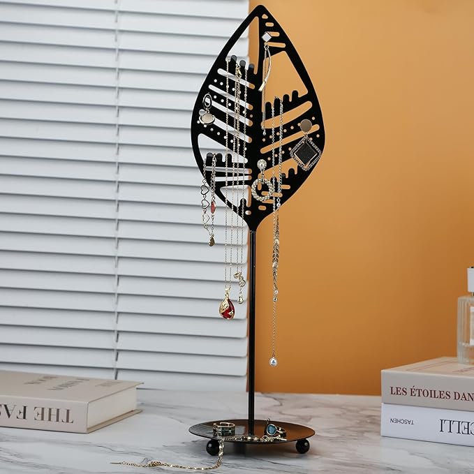 Half RoomJewelry Organizer Jewelry Stand Jewelry Holder, Necklace Organizer with Ring Tray, Sturdy Jewelry Hanger for Necklaceï¼Jewelry Tower Storage Rack Tree for Bracelets Earrings Rings