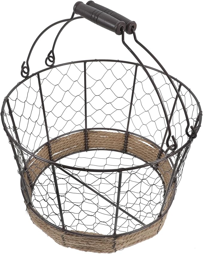 Cabilock Iron Wire Storage Basket Large round Wire Basket Metal Sundry Organizer for Kitchen Pantry Fruit and Vegetable Storage
