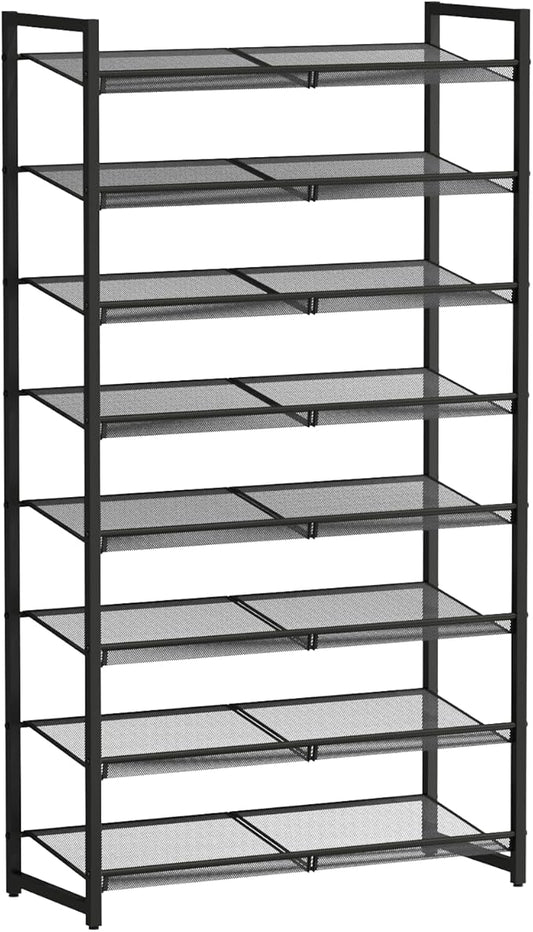 Shoe Rack, 8-Tier Metal Shoe Organizer, Tall Shoe Rack for Closet,entryway,Garage, with Adjustable Flat or Angled Shelves, 32-40 Pairs,Shoes That can accommodate The Whole Family.