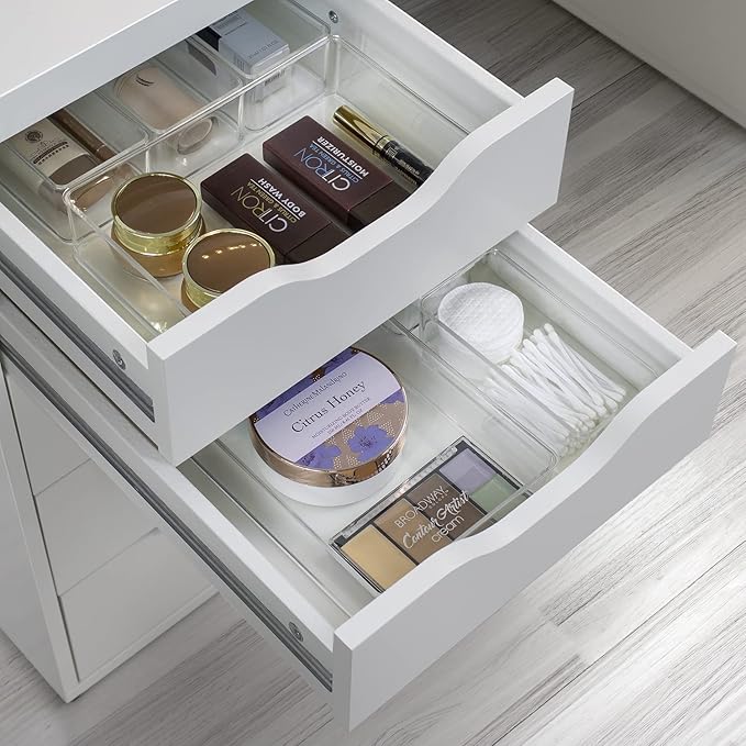 Sorbus Skin care organizer, Storage bin Drawer organizers for cosmetic, Clear Stackable Containers for Bathroom, Vanity (5-Piece Set)