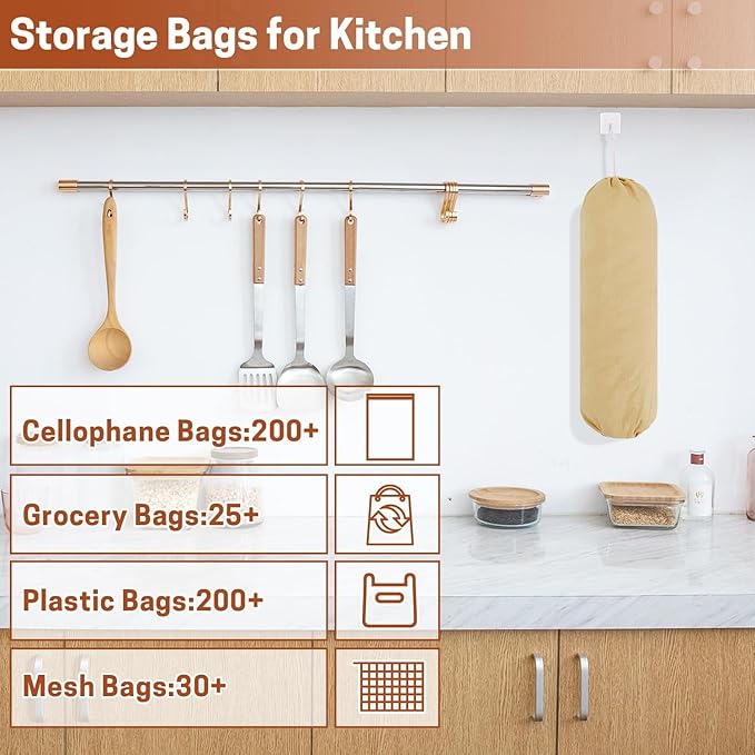 SWISSELITE 2Pcs Plastic Bag Holder, Reusable Grocery Bag Organizer, Wall Mount, 22x9 IN